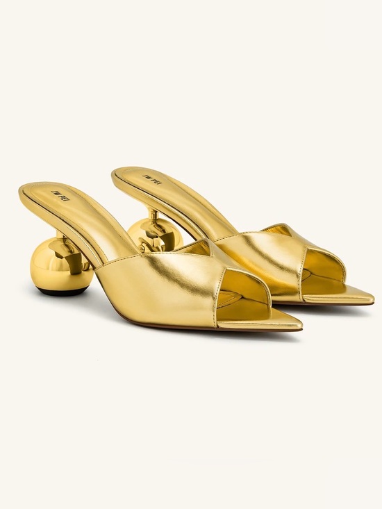JW PEI Shoes - JW PEI Metallic Gold Sculpted Heel Mules